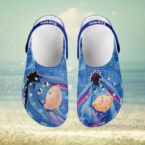 Eeyore Shy Donkey Blue Pattern Disney Graphic Cartoon Crocs Shoes