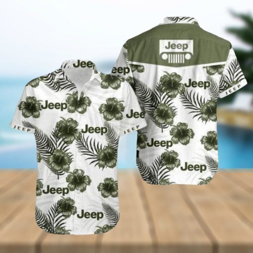 Find Jeep Green Hibiscus White Unisex Hawaiian Shirts