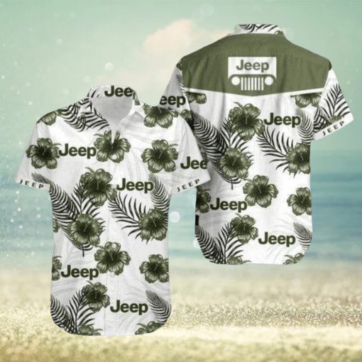 Find Jeep Green Hibiscus White Unisex Hawaiian Shirts