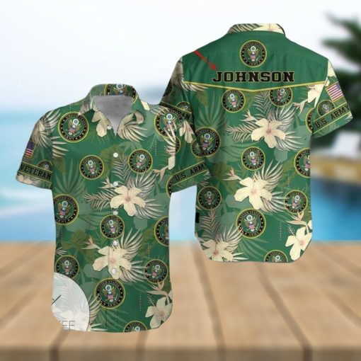 Find Name Personalized US Army Green Hibiscus Hawaiian Shirts