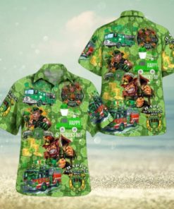 Fire Truck St Patrick’s Day green Hawaiian Shirt