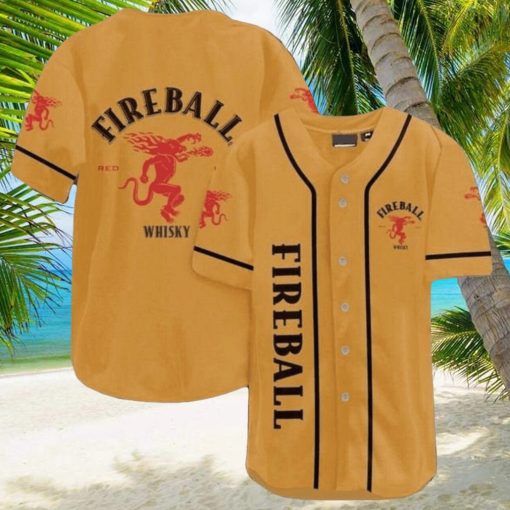 Fireball Cinnamon Whiskey Yellow Bold Baseball Jersey