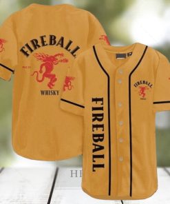 Fireball Cinnamon Whiskey Yellow Bold Baseball Jersey