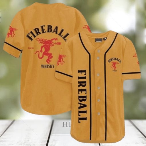 Fireball Cinnamon Whiskey Yellow Bold Baseball Jersey