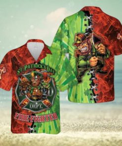 Firefighter Saint Patrick’s Day Leprechaun Hawaiian Shirt