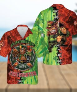 Firefighter Saint Patrick's Day Leprechaun Hawaiian Shirt