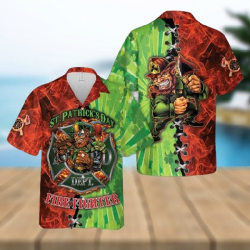 Firefighter Saint Patrick’s Day Leprechaun Hawaiian Shirt