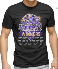 Firework Baltimore Ravens 2023 AFC Wild Card Winners Signatures Shirt
