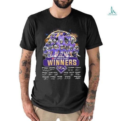 Firework Baltimore Ravens 2023 AFC Wild Card Winners Signatures Shirt