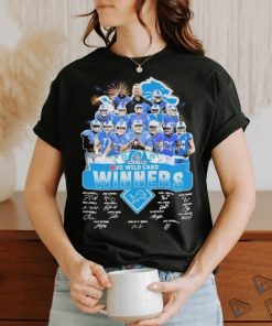 Firework Detroit Lions Team 2023 AFC Wild Card Winners Signatures Shirt