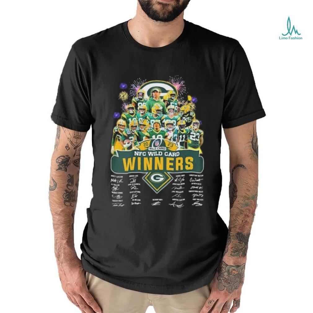 Firework Green Bay Packers Team 2023 NFC Wild Card Winners Signatures Shirt Firework Green Bay Packers Team 2023 NFC Wild Card Winners Signatures Shirt
