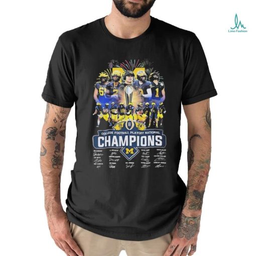 Fireworks 2023 2024 Michigan Wolverines CFP National Champions Signatures Shirt