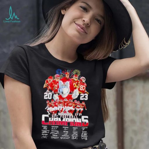 Fireworks 2023 AFC Football Champions Kansas City Chiefs signatures shirt