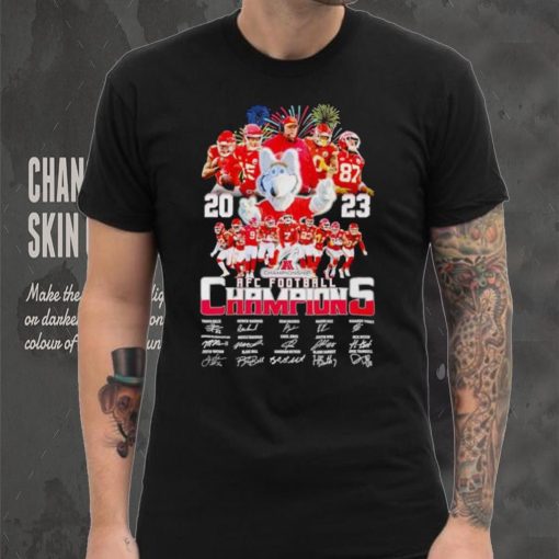 Fireworks 2023 AFC Football Champions Kansas City Chiefs signatures shirt