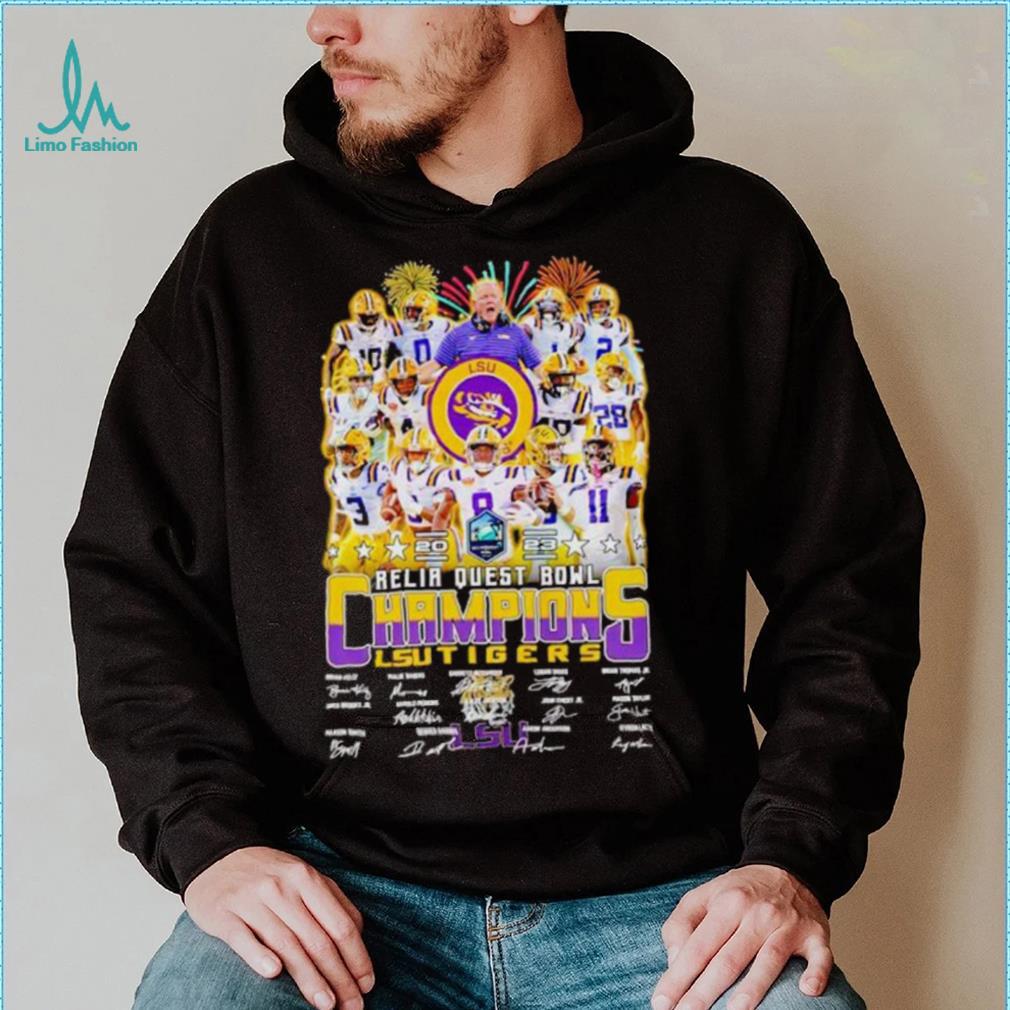 Fireworks 2023 Reliaquest Bowl Champions LSU Tigers signatures shirt Fireworks 2023 Reliaquest Bowl Champions LSU Tigers signatures shirt
