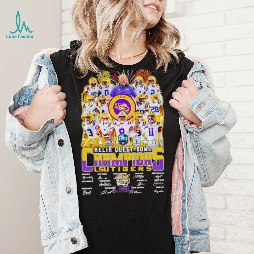 Fireworks 2023 Reliaquest Bowl Champions LSU Tigers signatures shirt Fireworks 2023 Reliaquest Bowl Champions LSU Tigers signatures shirt