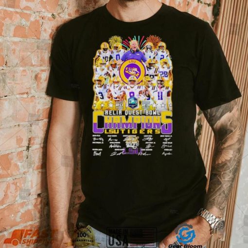 Fireworks 2023 Reliaquest Bowl Champions LSU Tigers signatures shirt