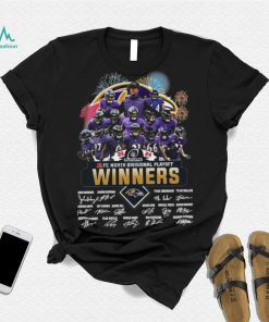 Fireworks Baltimore Ravens 23 24 AFC North Divisional Playoff winners signatures shirt