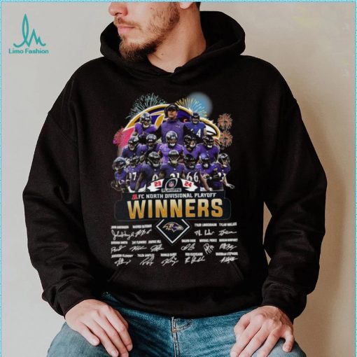 Fireworks Baltimore Ravens 23 24 AFC North Divisional Playoff winners signatures shirt