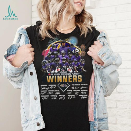 Fireworks Baltimore Ravens 23 24 AFC North Divisional Playoff winners signatures shirt