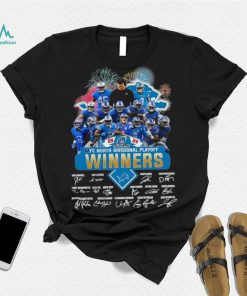 Fireworks Detroit Lions 23 24 NFC North Divisional Playoff winners signatures shirt