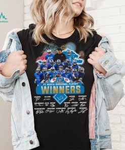 Fireworks Detroit Lions 23 24 NFC North Divisional Playoff winners signatures shirt