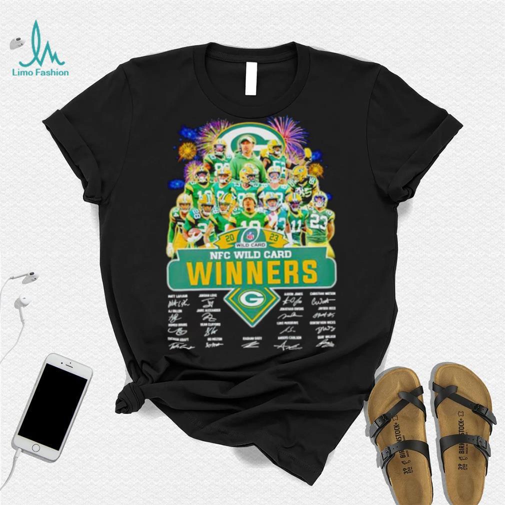 Fireworks Green Bay Packers 2023 NFC Wild Card winners signatures shirt Fireworks Green Bay Packers 2023 NFC Wild Card winners signatures shirt