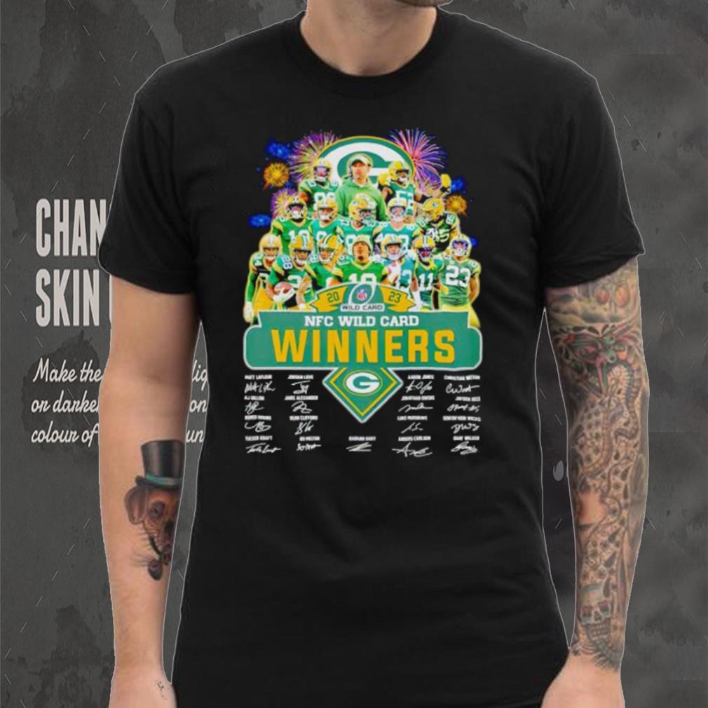 Fireworks Green Bay Packers 2023 NFC Wild Card winners signatures shirt Fireworks Green Bay Packers 2023 NFC Wild Card winners signatures shirt