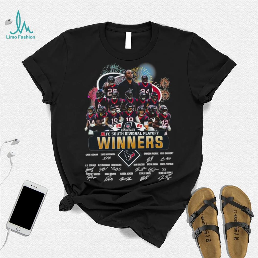 Fireworks Houston Texans 23 24 AFC South Divisional Playoff winners signatures shirt Fireworks Houston Texans 23 24 AFC South Divisional Playoff winners signatures shirt