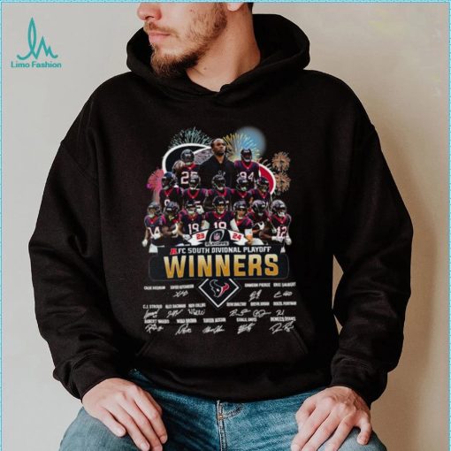 Fireworks Houston Texans 23 24 AFC South Divisional Playoff winners signatures shirt