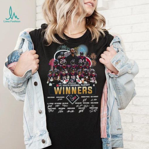 Fireworks Houston Texans 23 24 AFC South Divisional Playoff winners signatures shirt
