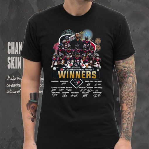 Fireworks Houston Texans 23 24 AFC South Divisional Playoff winners signatures shirt