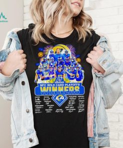 Fireworks Los Angeles Rams 23 24 NFC Wild Card Playoffs winners signatures shirt