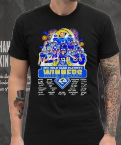 Fireworks Los Angeles Rams 23 24 NFC Wild Card Playoffs winners signatures shirt