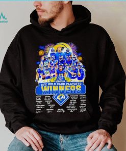 Fireworks Los Angeles Rams 23 24 NFC Wild Card Playoffs winners signatures shirt