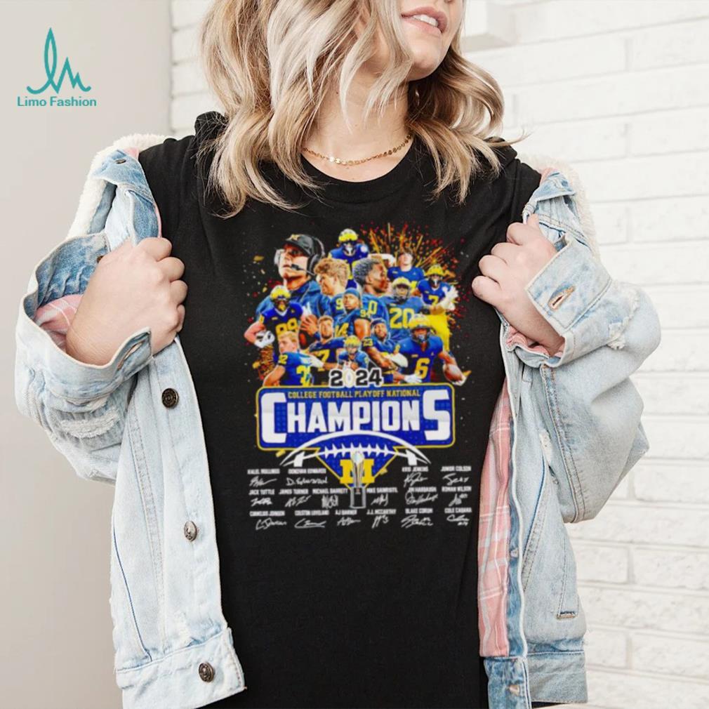 Fireworks Michigan Wolverines 2024 College Football Playoff National Champions signatures shirt Fireworks Michigan Wolverines 2024 College Football Playoff National Champions signatures shirt
