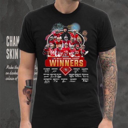 Fireworks San Francisco 49ers 23 24 NFC West Divisional Playoff winners signatures shirt