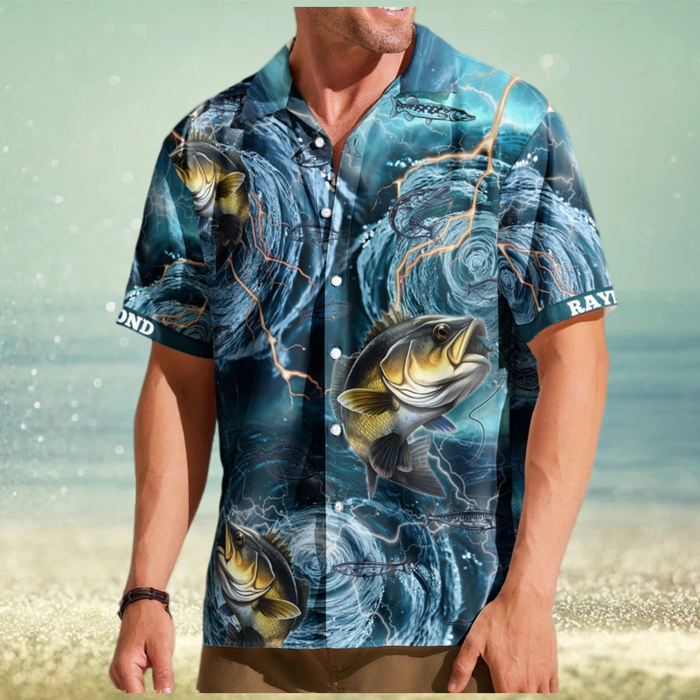 Fishing Bass Fish Types Whirlpool Ocean Aloha Shirts For Men Custom ...