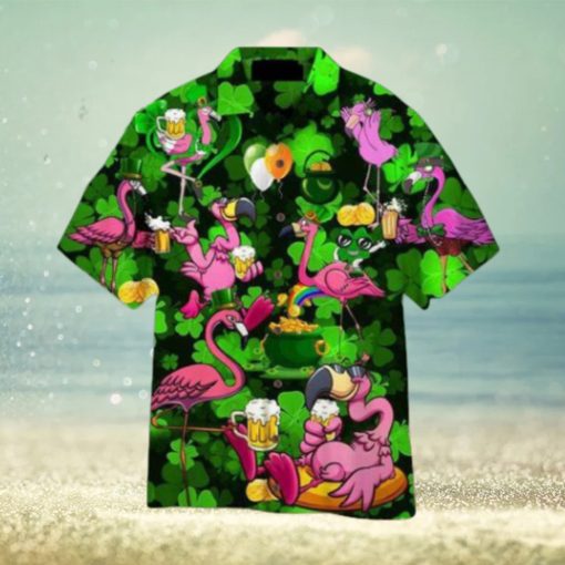 Flamingos Drink Beer St Patricks Day Hawaiian Shirt Aloha For Men And Women