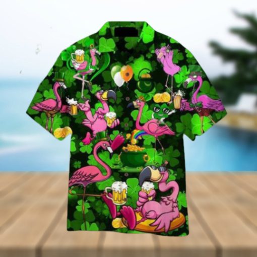 Flamingos Drink Beer St Patricks Day Hawaiian Shirt Aloha For Men And Women