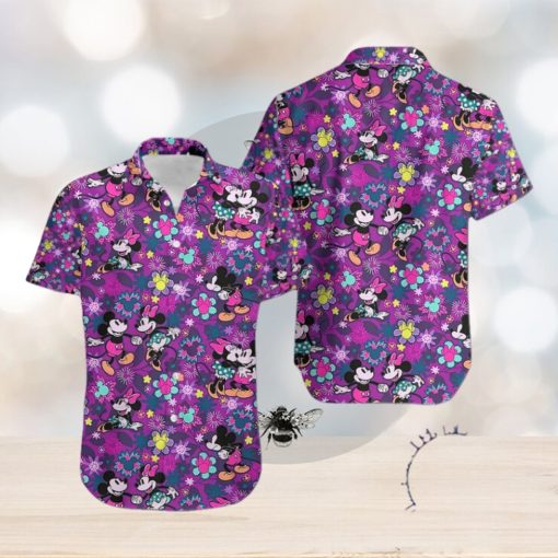 Floral Mickey Mouse Purple Hawaiian Shirt Style