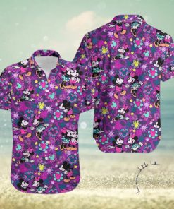 Floral Mickey Mouse Purple Hawaiian Shirt Style