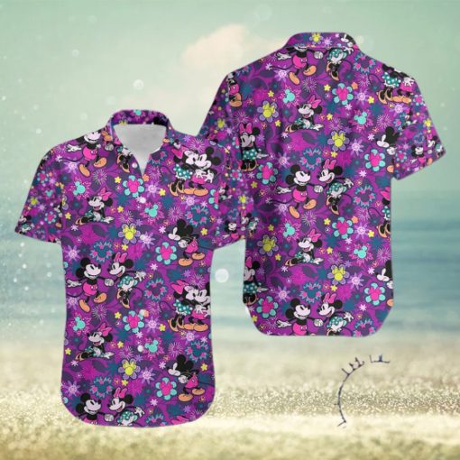 Floral Mickey Mouse Purple Hawaiian Shirt Style