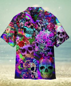 Flowers Hippies Colorful Skull Hawaiian Shirt