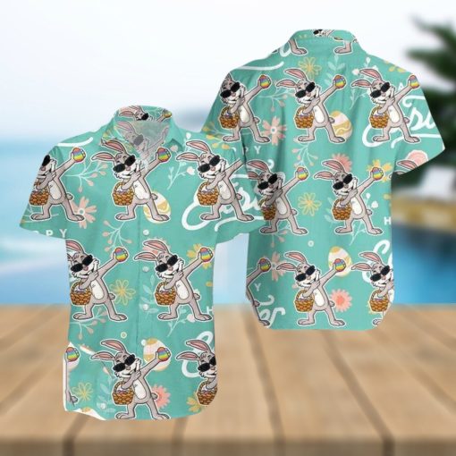 Funny Dabbing Bunny WitEgg Happy Easter Green Hawaiian Shirts