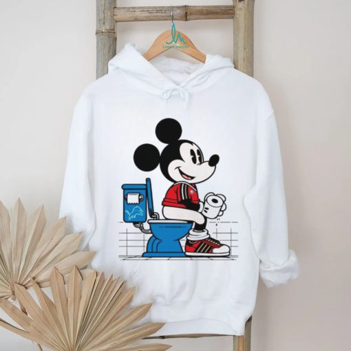 Funny Funny 49ers Mickey Mouse Sitting On Detroit Lions Toilet shirt