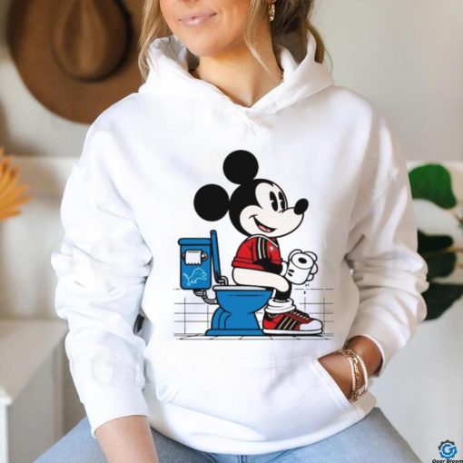 Funny Funny 49ers Mickey Mouse Sitting On Detroit Lions Toilet shirt