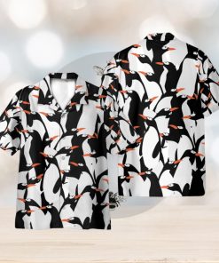 Funny Penguin Pattern Black White 3D Hawaiian Shirt Holiday Gift