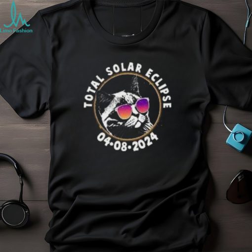 Funny Total Solar Eclipse April 8 2024 Sunglasses Cat Toddler Shirt