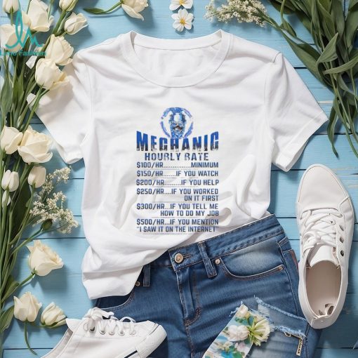 Funny mechanic hourly rate car auto repairman shirt